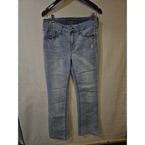 Seven7 Jeans Womens 8 Light Blue Wash Distressed Stretch Denim Bootcut Bohemian